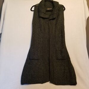 Prana XS Thalia Cardigan Sweater Vest Grey Long Line Woolblend Boho Duster Cozy